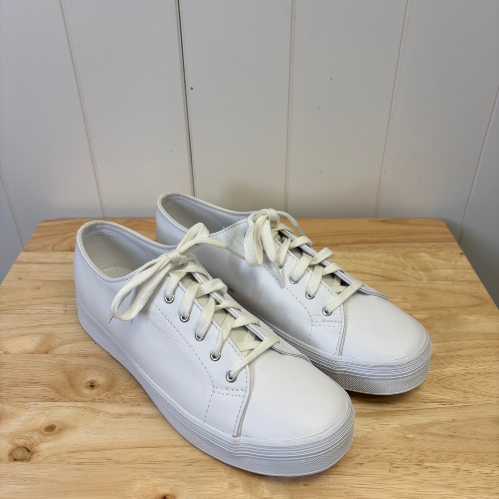 Keds Preppy Leather Sneakers Women Size 10 Minimalist Clean Girl Tennis Chic